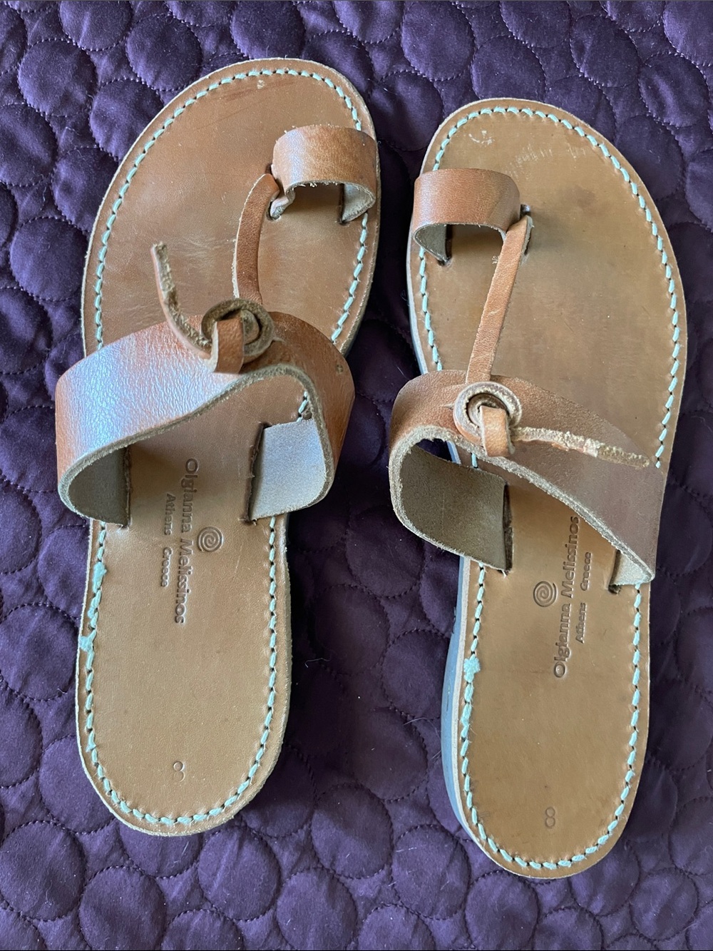 Greek Leather Slide Sandals 8
